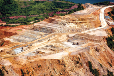 View of the open pit at the Ban Houayxai gold-silver project.