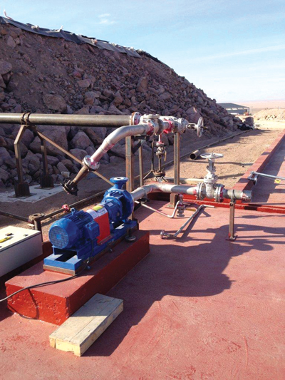 Pumps deliver seawater to the mine site.