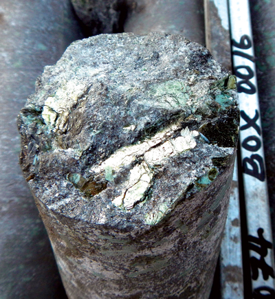 Sample core from Balama North showing coarse graphite. Southeastern Africa has some of the highest quality deposits in the world. (Photo courtesy of Syrah Resources)