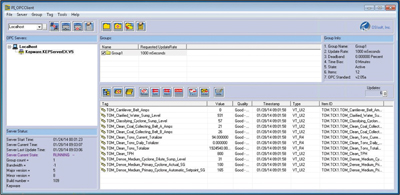 Figure 3—Screenshot of tag values in the Pi OPC client software.