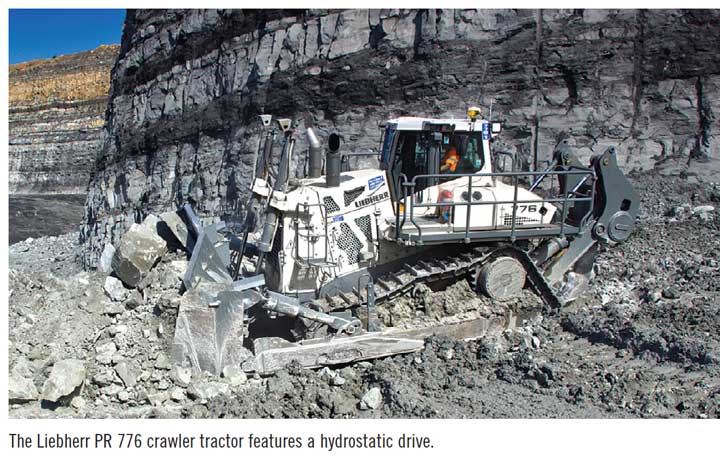 The Liebherr PR 776 crawler tractor features a hydrostatic drive.